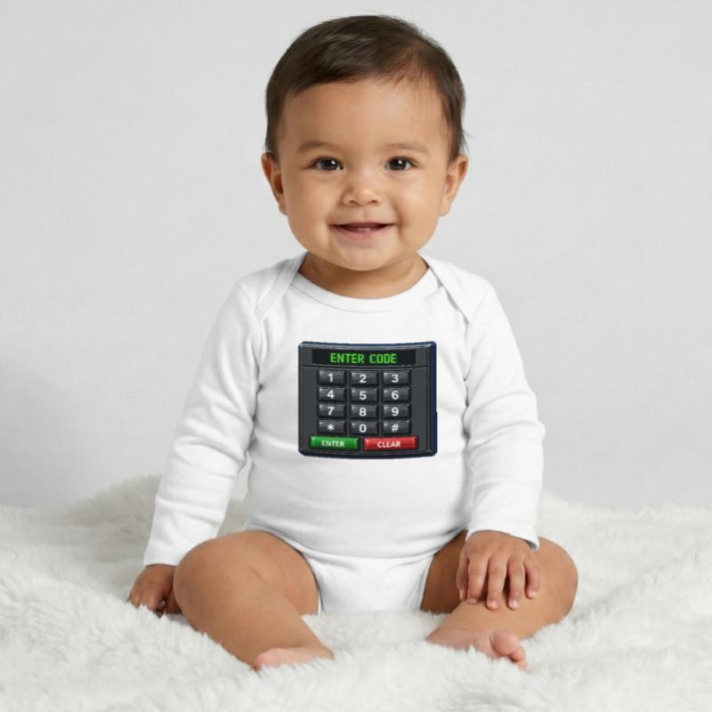 Enter Code Keypad Neon Baby Organic Long-Sleeved Bodysuit