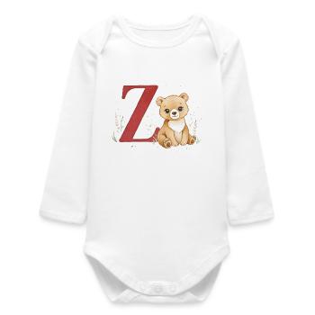 Z-Bear: Big Z with Bear - Baby Organic Long-Sleeved Bodysuit - white - Front