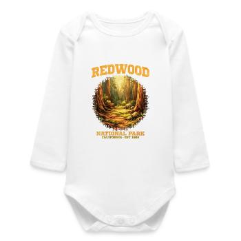 Redwood National Park California - Baby Organic Long-Sleeved Bodysuit - white - Front