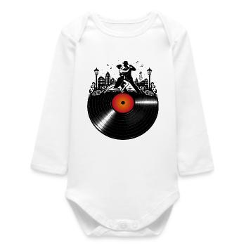Tango Vinyl Dance Music Retro Design - Baby Organic Long-Sleeved Bodysuit - white - Front