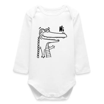 Bon Hi-Croco - Body bébé manches longues biologique - blanc - Devant