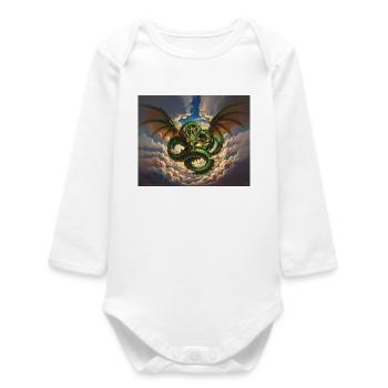 Dragon Storm over Clouds - Baby Organic Long-Sleeved Bodysuit - white - Front