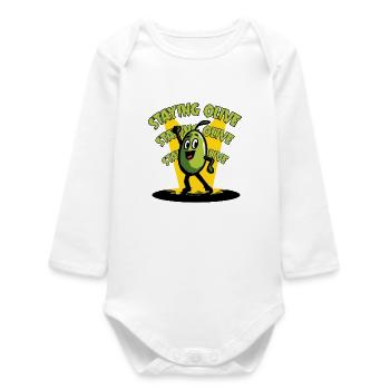 Staying Olive - olive disco and retro humor - Baby Organic Long-Sleeved Bodysuit - white - Front