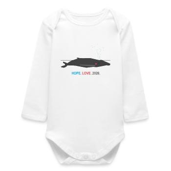Espoir d’ESPOIR Minimaliste Baleine 2026 | Wal Herz Design - Body bébé manches longues biologique - blanc - Devant
