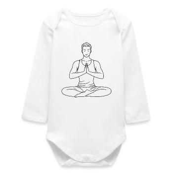 Man Yoga Minimalist Meditation Design - Body bébé manches longues biologique - blanc - Devant
