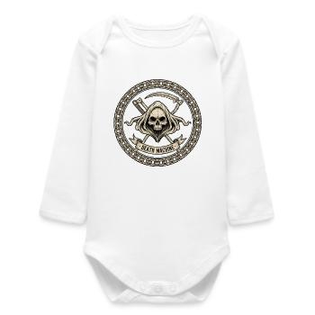 Motorcycle Biker V-Twin Motor Skull Skull Rocker - Baby Organic Long-Sleeved Bodysuit - white - Front