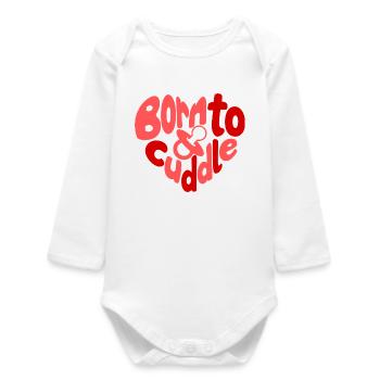Born to cuddle - Geboren zum Kuscheln Herz  - Baby Organic Langarmbody - Weiß - Vorne