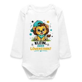 Klein aber Löwenstark - Baby Organic Langarmbody - Weiß - Vorne