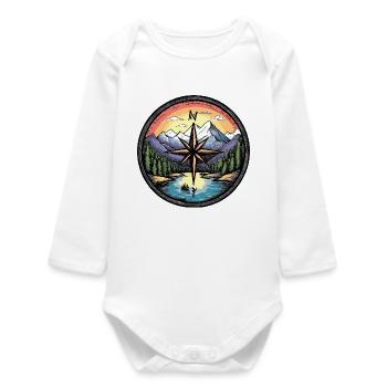 Compass Travel - Baby Organic Long-Sleeved Bodysuit - white - Front