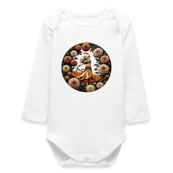 Dahlia Circle Dancer in Orange - Baby Organic Long-Sleeved Bodysuit - white - Front