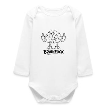 Brain Graffiti With Middle Finger - Baby Organic Long-Sleeved Bodysuit - white - Front