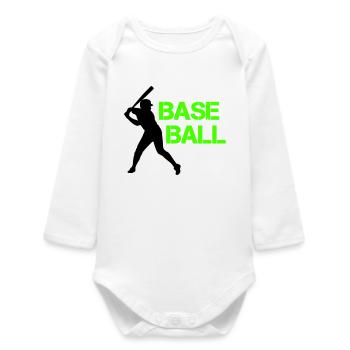 Baseball Neon Grunge Font - Baby Organic Long-Sleeved Bodysuit - white - Front