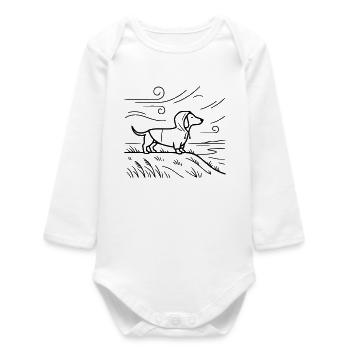 Dackel Küste Friesennerz Steife Briese Moin - Baby Organic Langarmbody - Weiß - Vorne
