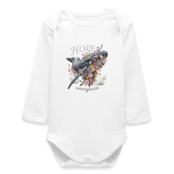 Andenken an den Buckelwal Hope/ Timmy - Baby Organic Langarmbody - Weiß - Vorne