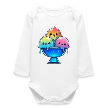 Regenbogen Eis-Trio in Schale - Baby Organic Long-Sleeved Bodysuit - white - Front