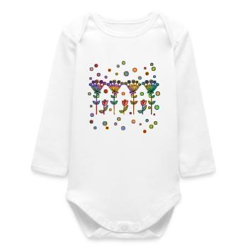 Blumen - Baby Organic Langarmbody - Weiß - Vorne