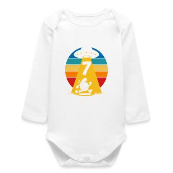 Rainbow UFO Entführung Cartoon 6 7 Meme - Baby Organic Langarmbody - Weiß - Vorne