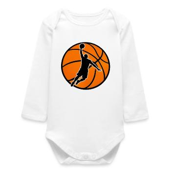 Basketball Power Dunk  - Baby Organic Langarmbody - Weiß - Vorne