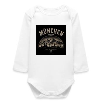 München Skyline – Retro Berg & Stadt Silhouette - Baby Organic Langarmbody - Weiß - Vorne