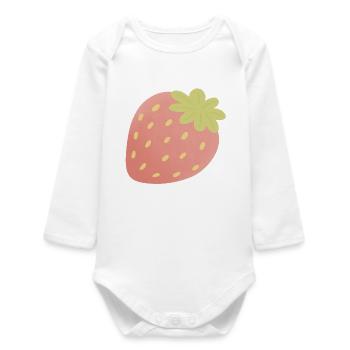 Pastel Strawberry Minimal - Baby Organic Langarmbody - Weiß - Vorne