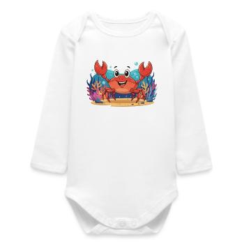 Crabe sous-marin joyeux - Body bébé manches longues biologique - blanc - Devant
