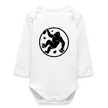 Gorilla Bouldering: Minimalist Badge Logo - Baby Organic Long-Sleeved Bodysuit - white - Front