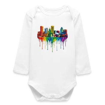 Baltimore Maryland Dripping Paint - Baby Organic Long-Sleeved Bodysuit - white - Front