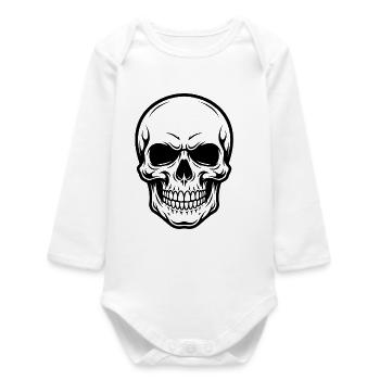 skull and crossbones stickers for cars - Baby Organic Long-Sleeved Bodysuit - white - Front