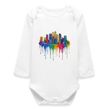 Los Angeles California Tropfende Kunst - Baby Organic Langarmbody - Weiß - Vorne