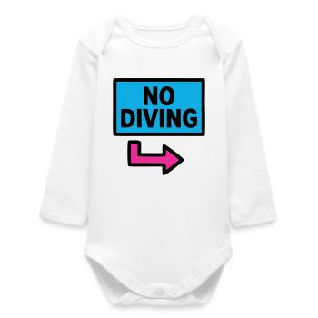 No Diving Sign Pool Retro - Baby Organic Long-Sleeved Bodysuit - white - Front