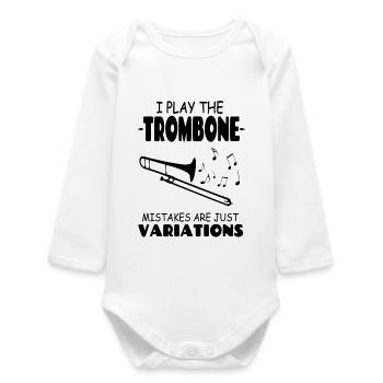 Je joue du trombone, les erreurs ne sont que des variations - Body bébé manches longues biologique - blanc - Devant