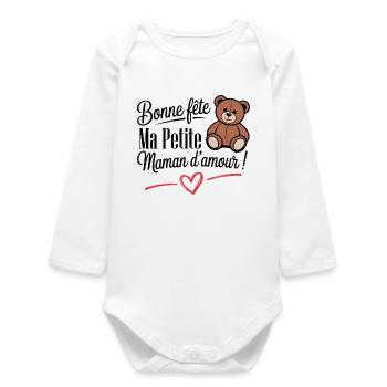Bonne fête des mères maman - Body bébé manches longues biologique - blanc - Devant