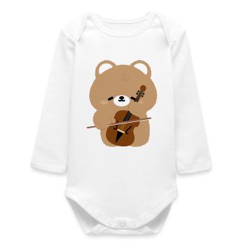 Bear Cello Charm - Baby Organic Long-Sleeved Bodysuit - white - Front