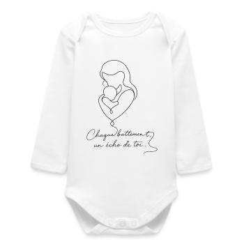 Duo maternité : Battement d'amour - Body bébé manches longues biologique - blanc - Devant