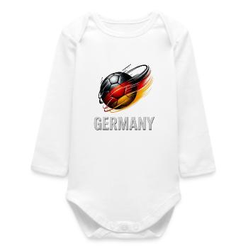 Football de la flamme d'Allemagne - Body bébé manches longues biologique - blanc - Devant