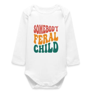 Wild Child Retro Typo - Baby Organic Long-Sleeved Bodysuit - white - Front