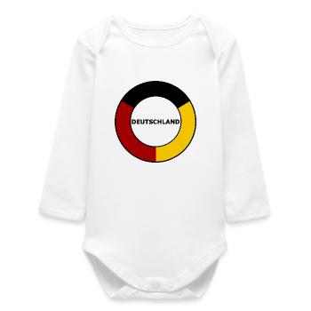 Roter Gelber Deutschland Halbring Schwarz - Baby Organic Langarmbody - Weiß - Vorne