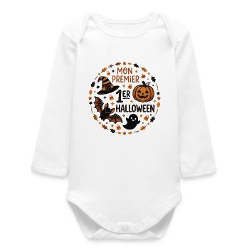 Mon Premier Halloween Vêtement Enfant Motif Mignon - Body bébé manches longues biologique - blanc - Devant