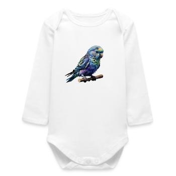 Colorful Weln Parakeet - Baby Organic Long-Sleeved Bodysuit - white - Front