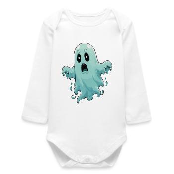 Illustration du fantôme Blue Scare - Body bébé manches longues biologique - blanc - Devant