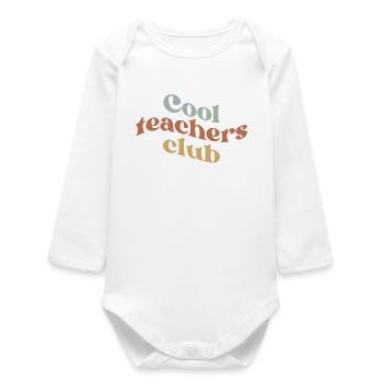 T-shirt de typographie du Club des Enseignants Rétro Cool - Body bébé manches longues biologique - blanc - Devant