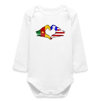 Kamerun Liberia Flagge Herz used - Baby Organic Langarmbody - Weiß - Vorne