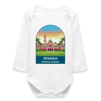 Dhaka Bangladesh Ahsan Manzil Vintage Travel Poste - Baby Organic Long-Sleeved Bodysuit - white - Front