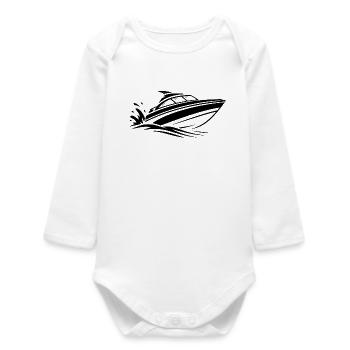 Surf minimaliste en bateau à moteur en eau d’été - Body bébé manches longues biologique - blanc - Devant