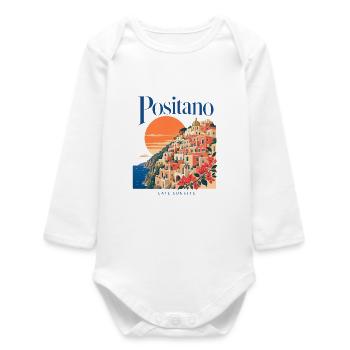 Positano Late Sunsets, Amalfi Coast Italian Summer - Baby Organic Long-Sleeved Bodysuit - white - Front