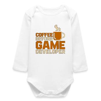 Game Developer Coffee Game Programmer Coffee Lover - Baby Organic Long-Sleeved Bodysuit - white - Front