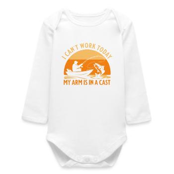 Ich kann heute nicht arbeiten, mein Arm ist in einem Gips – lustige Fis - Baby Organic Langarmbody - Weiß - Vorne