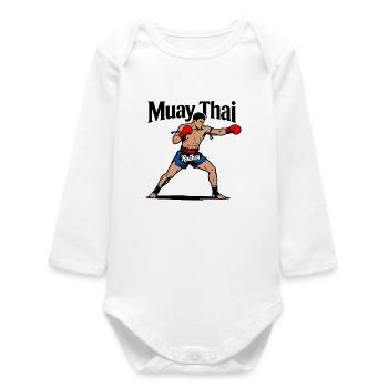 Muay Thai Kickboxing - Baby Organic Long-Sleeved Bodysuit - white - Front