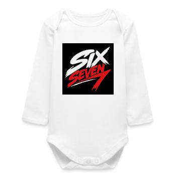 Six Seven 7 Red & White Brush - Baby Organic Long-Sleeved Bodysuit - white - Front