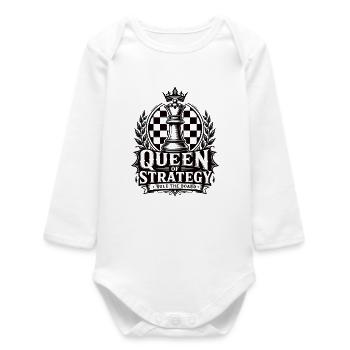 Queen of Strategy Schach Motiv - Baby Organic Langarmbody - Weiß - Vorne